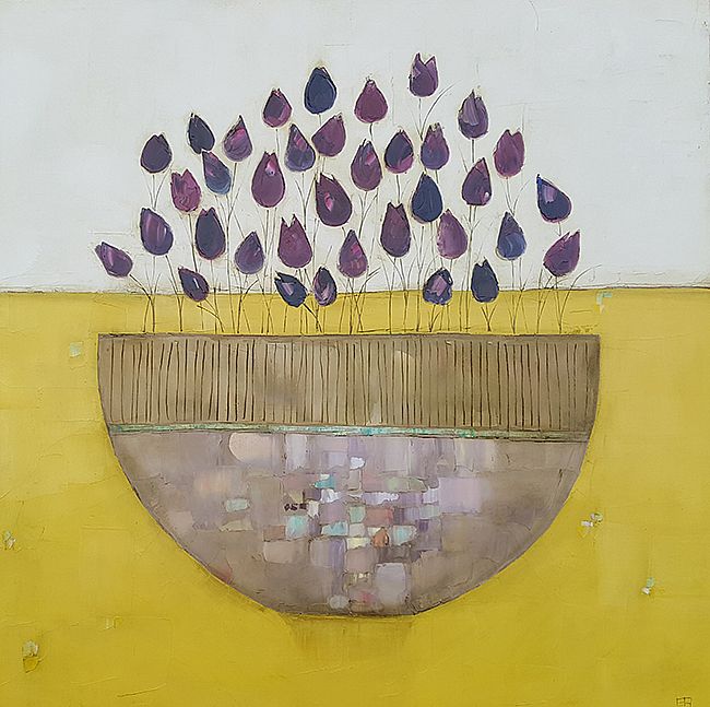 Eithne  Roberts - Purple bowl on yellow
